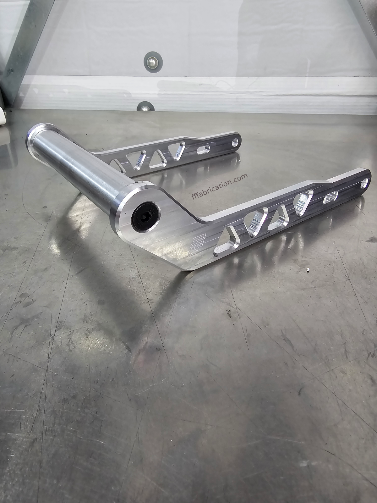 Metal bracket on a reflective surface